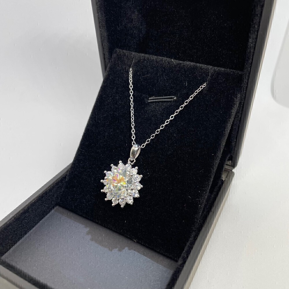 Huge Moissanite Diamond Pendant Necklace 5 Carat S925 Chain - Picture 7 of 12
